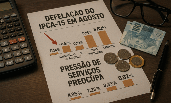 IPCA-15 tem deflação em agosto, mas pressão de serviços preocupa e limita otimismo
